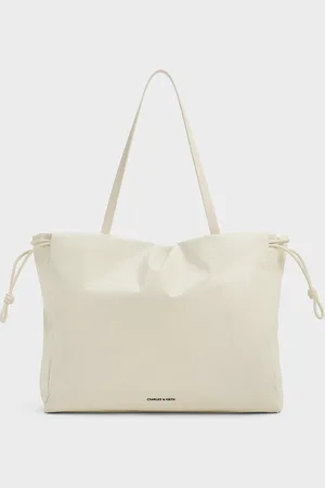 CHARLES & KEITH Bethel Crinkle-Effect Ruched Drawstring Tote Bag