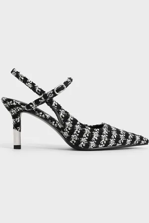 CHARLES & KEITH Tweed Two-Tone Heel Slingback Pumps