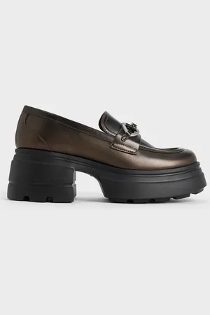 CHARLES & KEITH Metallic-Accent Chunky Platform Loafers
