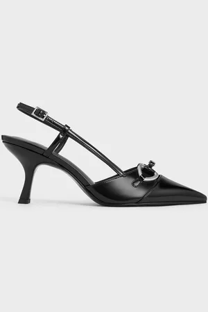 CHARLES & KEITH Metallic-Accent Slant-Heel Slingback Pumps