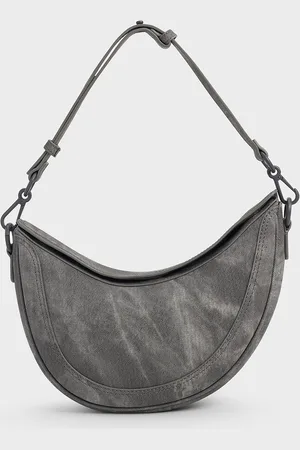 CHARLES & KEITH Denim Asymmetrical Saddle Bag