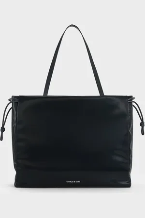 CHARLES & KEITH Bethel Shiny Ruched Drawstring Tote Bag