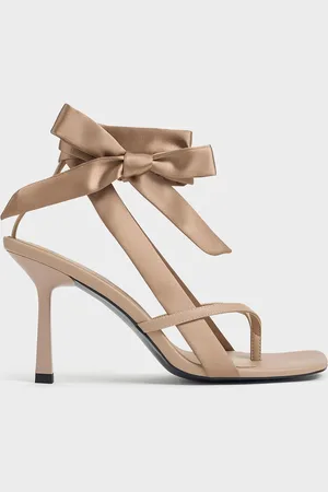 CHARLES & KEITH Recycled Polyester Tie-Around Heeled Thong Sandals