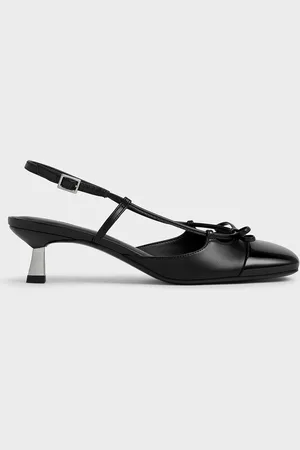 CHARLES & KEITH Patent Cap-Toe Bow Slingback Pumps