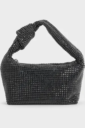 CHARLES & KEITH Crystal-Embellished Knotted-Strap Shoulder Bag