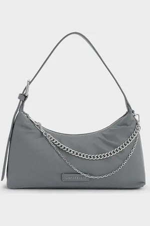 CHARLES & KEITH Nylon Chain-Link Trapeze Shoulder Bag