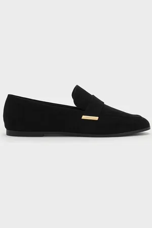 CHARLES & KEITH Faux Suede Almond-Toe Flat Loafers