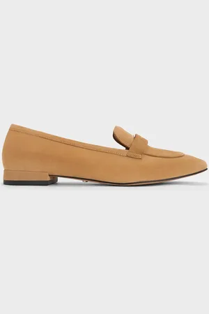 CHARLES & KEITH Suede Penny Square-Toe Loafers