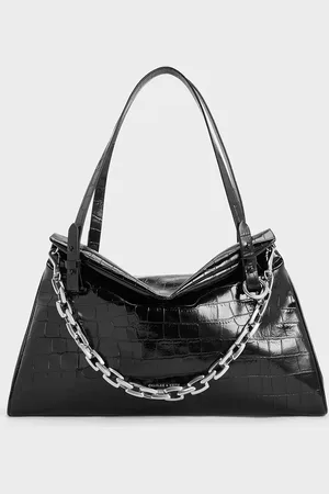 CHARLES & KEITH Andromeda Croc-Effect Chunky-Chain Trapeze Tote Bag