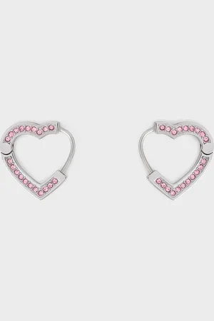 CHARLES & KEITH Malorie Crystal Heart Hoop Earrings