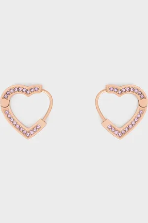 CHARLES & KEITH Malorie Crystal Heart Hoop Earrings