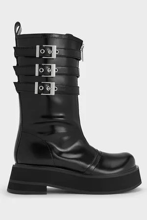 CHARLES & KEITH Nikki Triple-Buckle Calf Boots