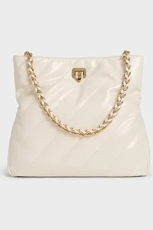 CHARLES & KEITH Fawn Panelled Chain-Handle Shoulder Bag
