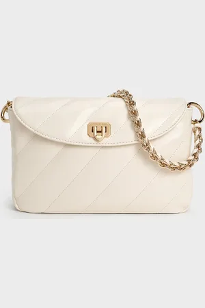 CHARLES & KEITH Fawn Panelled Front Flap Chain-Handle Bag
