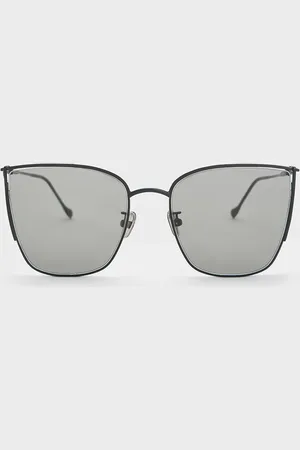 CHARLES & KEITH Shea Metallic-Rim Square Sunglasses