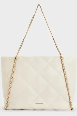CHARLES & KEITH Apfra Quilted Chain-Embellished Tote Bag