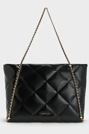CHARLES & KEITH Apfra Quilted Chain-Embellished Tote Bag