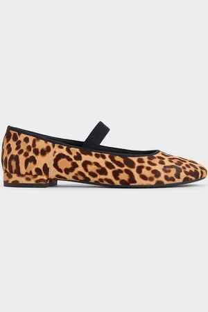 CHARLES & KEITH Leopard-Print Textured Mary Jane Flats