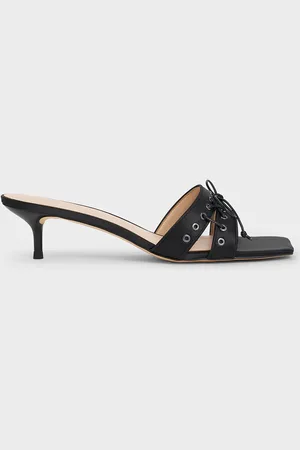 CHARLES & KEITH Satin Lace-Up Double-Strap Kitten-Heel Mules