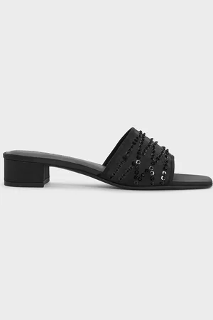 CHARLES & KEITH Mesh Sequinned Block-Heel Mules