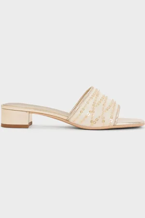 CHARLES & KEITH Mesh Metallic Sequinned Block-Heel Mules