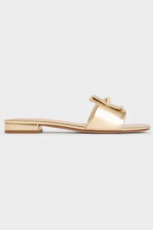 CHARLES & KEITH Metallic Knotted Accent Slide Sandals