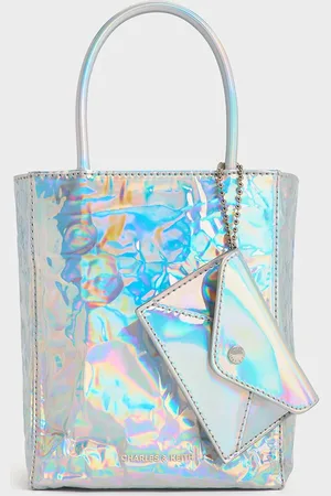 CHARLES & KEITH Matina Holographic Crinkle-Effect ?Elongated Tote Bag