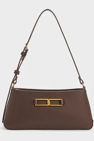 CHARLES & KEITH Gabine Leather Trapeze Shoulder Bag