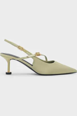 CHARLES & KEITH Recycled Polyester Buckled Sculptural-Heel Slingback Pumps