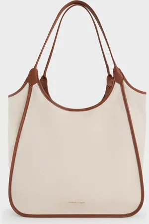 CHARLES & KEITH Sianna Canvas Contrast-Trim Tote Bag