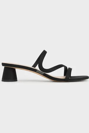 CHARLES & KEITH Arden Satin Wavy Strap Mules