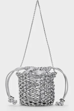 CHARLES & KEITH Beaded Chain-Handle Bucket Bag