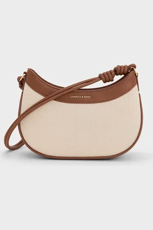 CHARLES & KEITH Sabine Canvas Knotted-Strap Curved Shoulder Bag