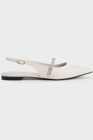 CHARLES & KEITH Chain-Strap Pointed-Toe Slingback Flats
