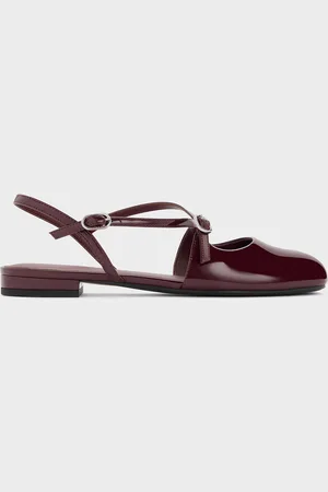 CHARLES & KEITH Patent Crossover Buckled Slingback Flats