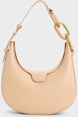 CHARLES & KEITH Kora Metallic-Accent Moon Bag