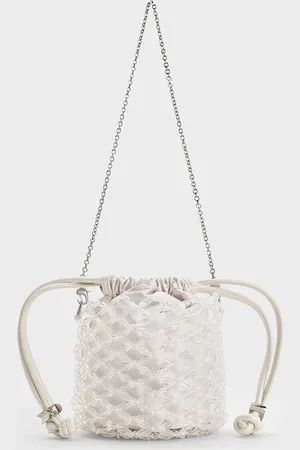 CHARLES & KEITH Beaded Chain-Handle Bucket Bag