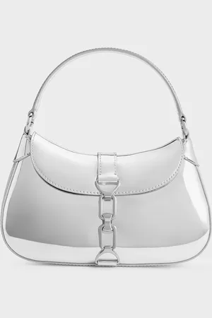 CHARLES & KEITH Agatha Metallic Chain-Accent Hobo Bag