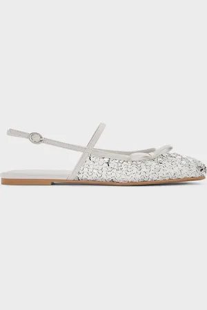 CHARLES & KEITH Mesh Sequinned Bow Slingback Mary Jane Flats