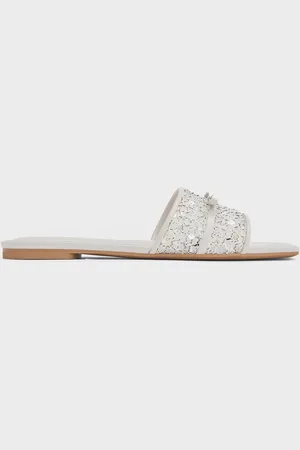CHARLES & KEITH Mesh Sequinned Bow Slide Sandals