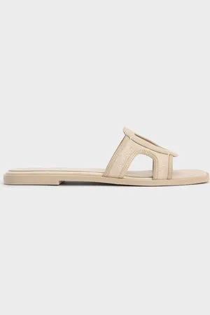 CHARLES & KEITH Easley Linen Cut-Out Slide Sandals