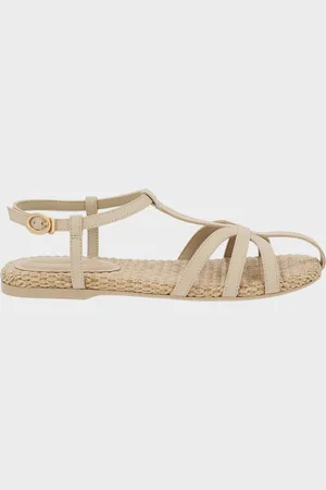 CHARLES & KEITH Strappy Raffia T-Bar Ankle-Strap Sandals