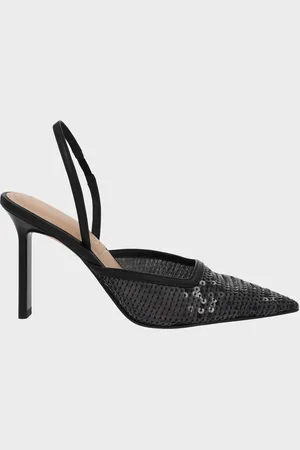 CHARLES & KEITH Sequin Mesh & Leather Pointed-Toe Slingback Pumps