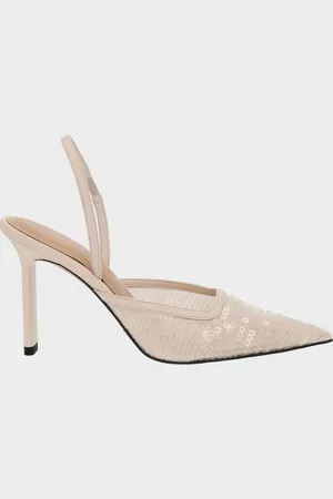 CHARLES & KEITH Sequin Mesh & Leather Pointed-Toe Slingback Pumps