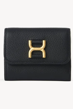 Chloé Small Marcie tri-fold in grained leather Size OneSize 100% Calf-skin leather