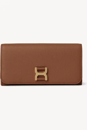 Chloé Marcie long wallet with flap in grained leather Size OneSize 100% Calf-skin leather