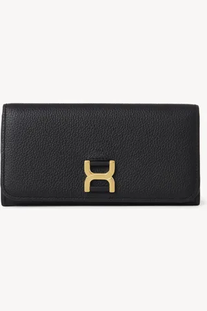 Chloé Marcie long wallet with flap in grained leather Size OneSize 100% Calf-skin leather