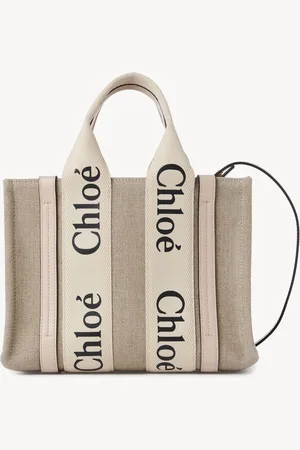 Chloé Small Woody tote bag in linen Size OneSize 100% Linen