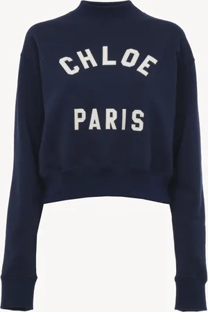 Chloé Mock-neck logo jumper in cotton fleece Size L 100% Cotton