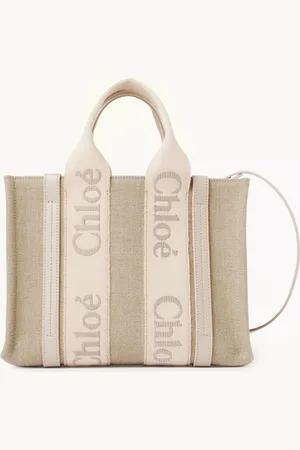 Chloé Small Woody tote bag in linen Size OneSize 100% Linen